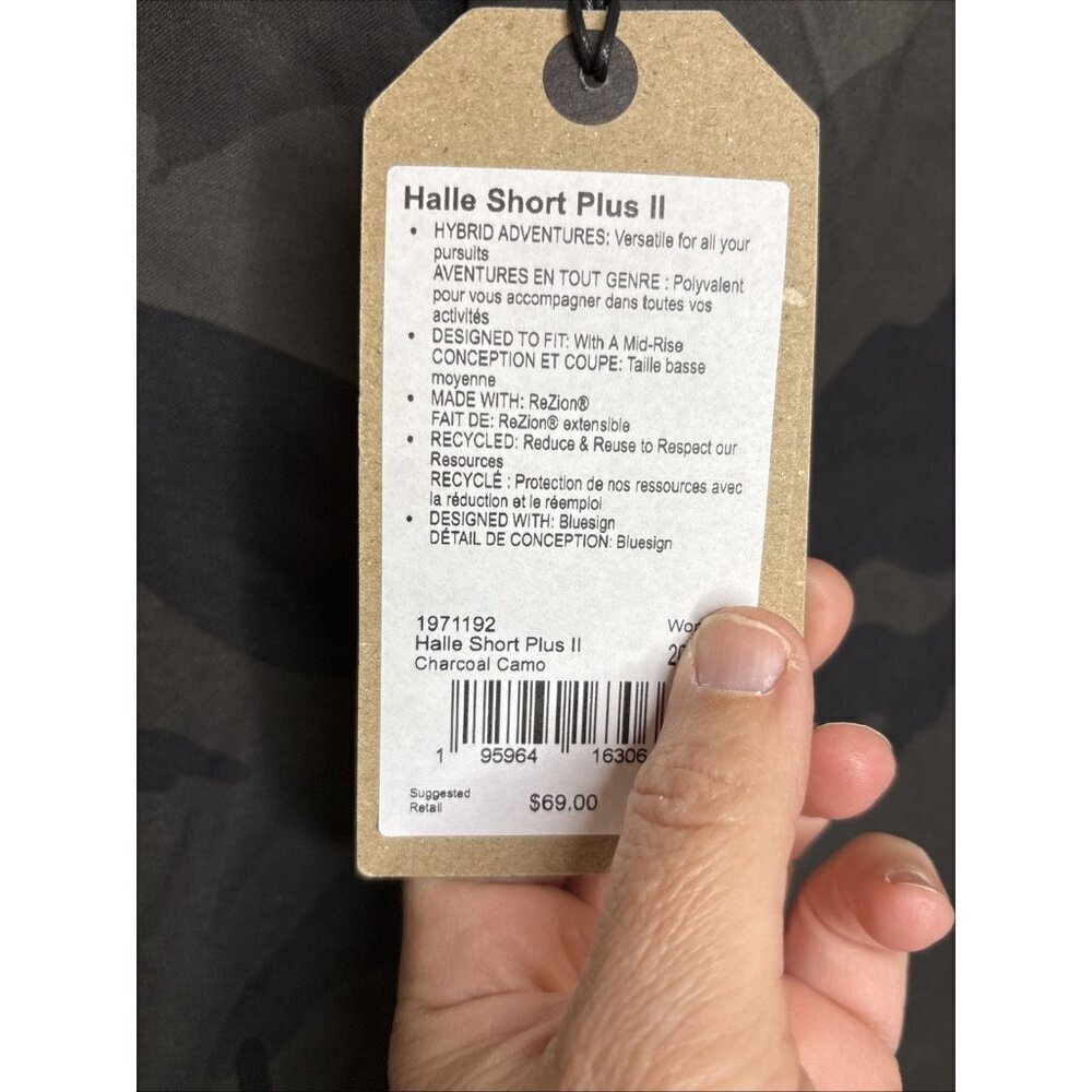 Prana Halle Short Plus II Charcoal Camo Womens 18W/07 Mid Rise Standard Trail - Picture 4 of 6